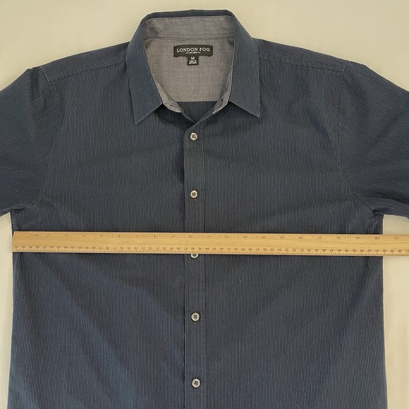 London Fog Shirt Mens Medium M Button Front Long Sleeve Blue Pinstripe - Picture 4 of 9